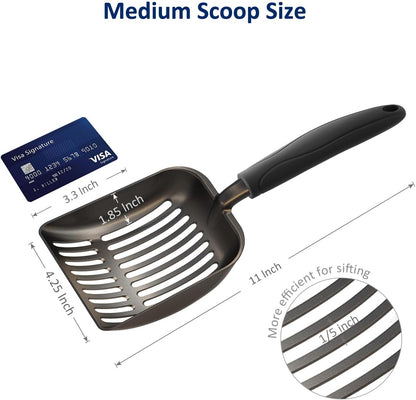 Cat Litter Scoop | Non-Stick Aluminum Alloy | Coated Black