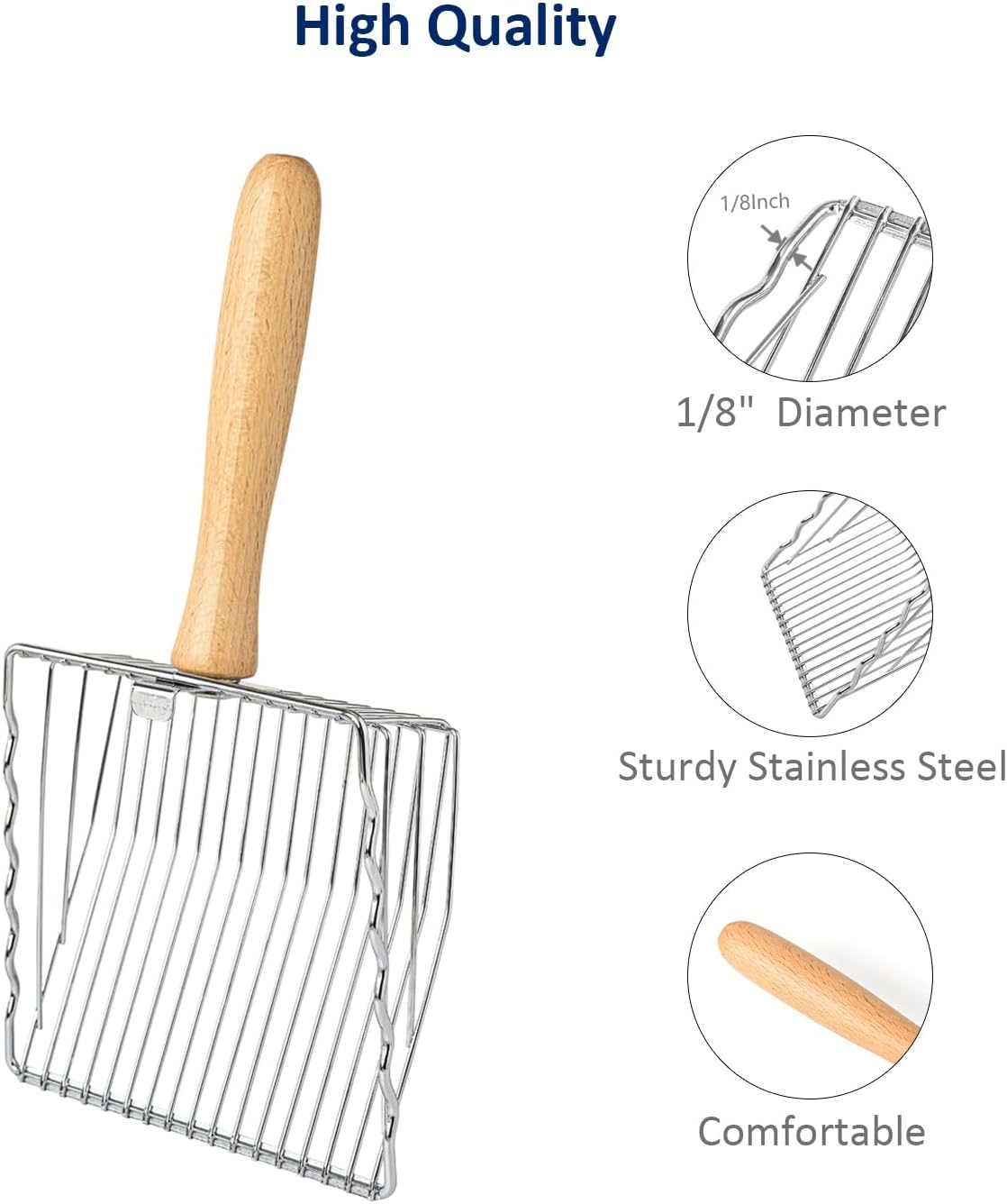 Premium Metal Cat Litter Scoop | 5X Speed Sifter | Silver
