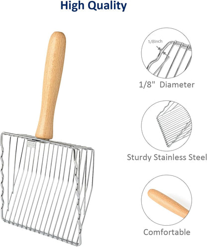 Premium Metal Cat Litter Scoop | 5X Speed Sifter | Silver