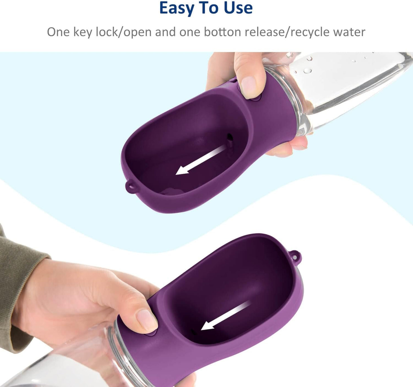 Dog Water Bottle with Food Container | 19oz + 6oz | Leak-Proof