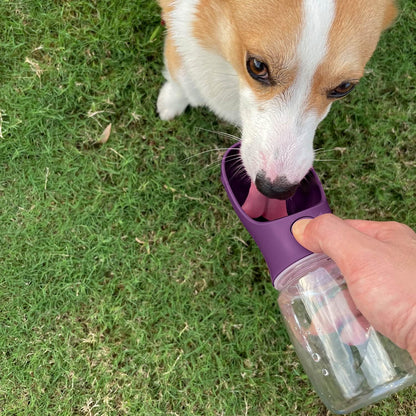 Dog Water Bottle with Food Container | 19oz + 6oz | Leak-Proof