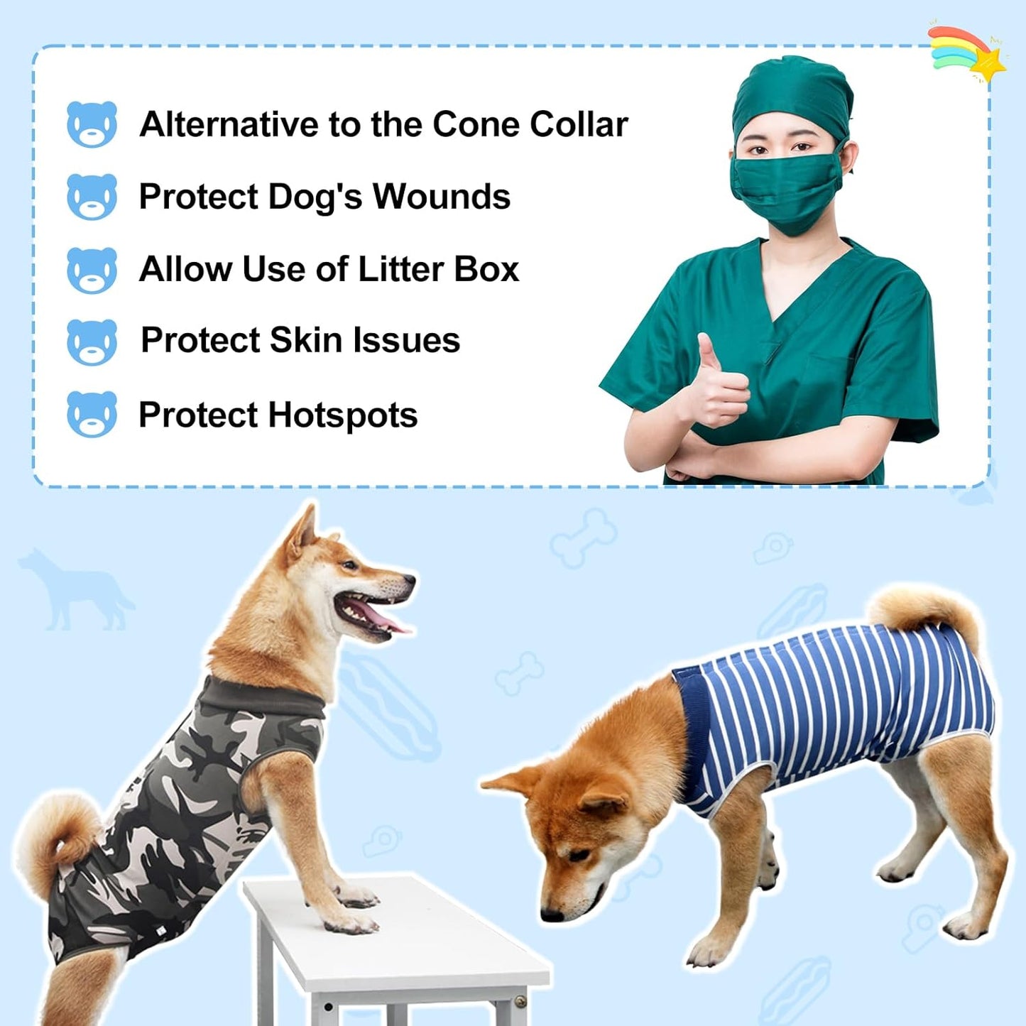 Dog Surgery Recovery Suit | Breathable Abdominal Wound Wear | S/M