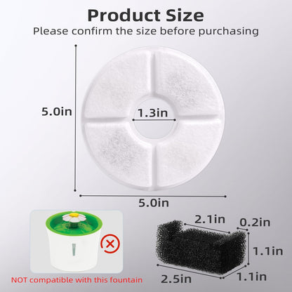 Pet Fountain Replacement Filters 4-Pack | Flower-Type Carbon