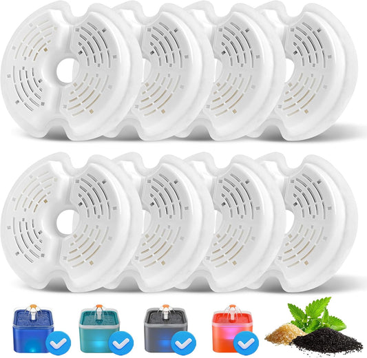 Cat Fountain Replacement Filters 8-Pack | 67oz Fountain Carbon