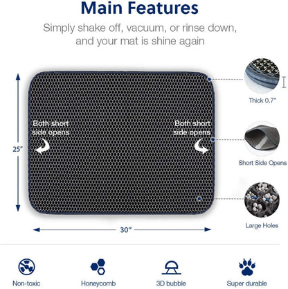 Cat Litter Trapping Mat | Honeycomb Double Layer | Waterproof