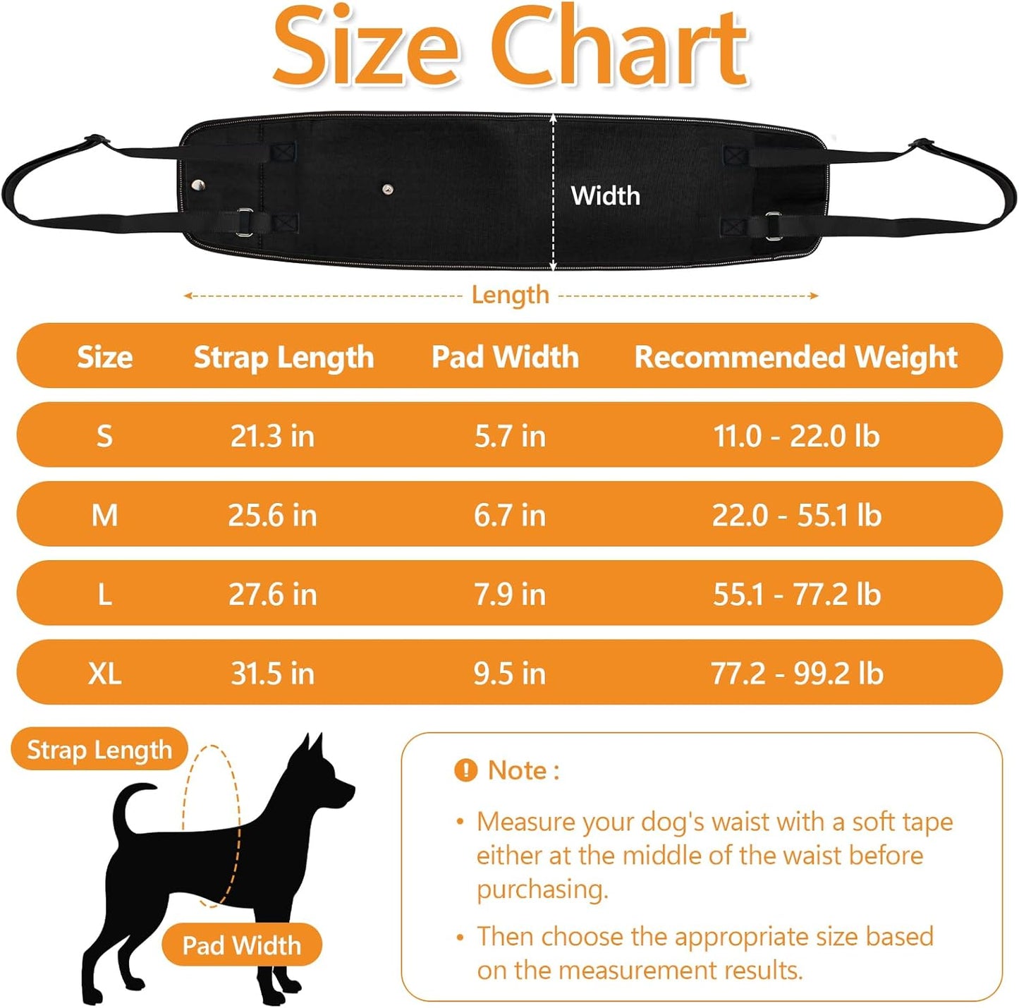 Dog Lift Harness Sling for Large Dogs | Rear Leg Support Mobility Aid