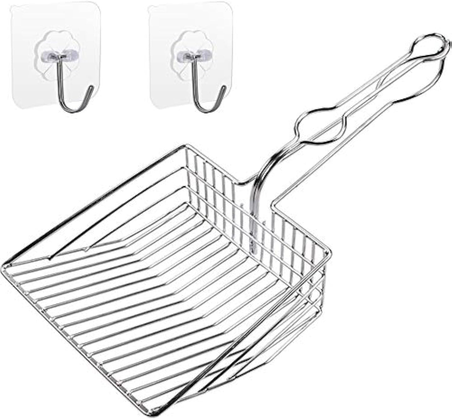 Metal Cat Litter Scoop with Holder | Non-Stick Sifter | 1+2pc Set