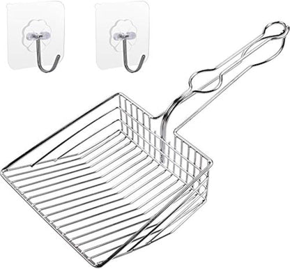 Metal Cat Litter Scoop with Holder | Non-Stick Sifter | 1+2pc Set