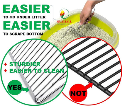 Metal Cat Litter Scoop with Holder | Non-Stick Sifter | 1+2pc Set