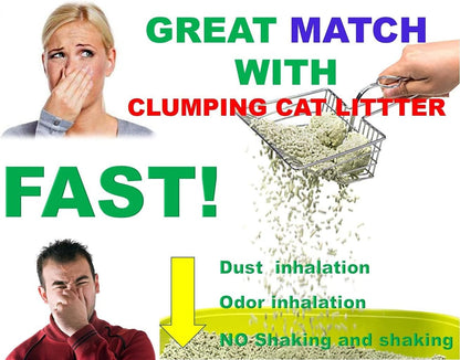 Metal Cat Litter Scoop with Holder | Non-Stick Sifter | 1+2pc Set