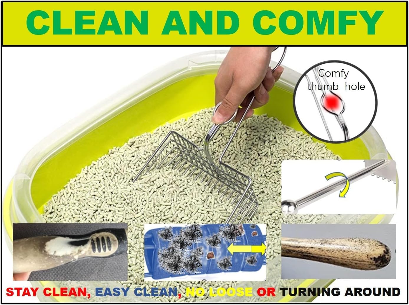 Metal Cat Litter Scoop with Holder | Non-Stick Sifter | 1+2pc Set