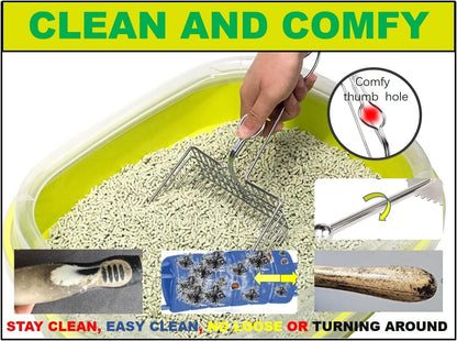 Metal Cat Litter Scoop with Holder | Non-Stick Sifter | 1+2pc Set
