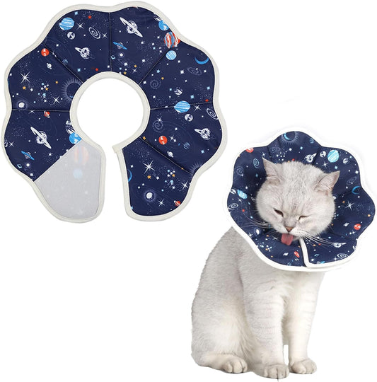 Soft Cat Recovery Cone Collar | Adjustable | Starry Sky Print | Size M