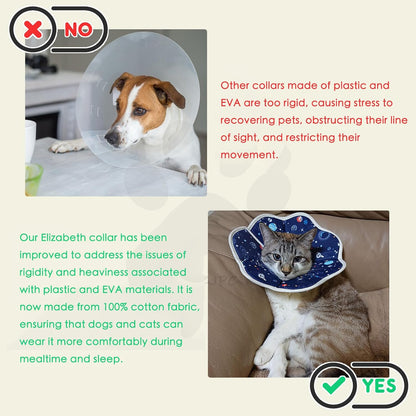 Soft Cat Recovery Cone Collar | Adjustable | Starry Sky Print | Size M