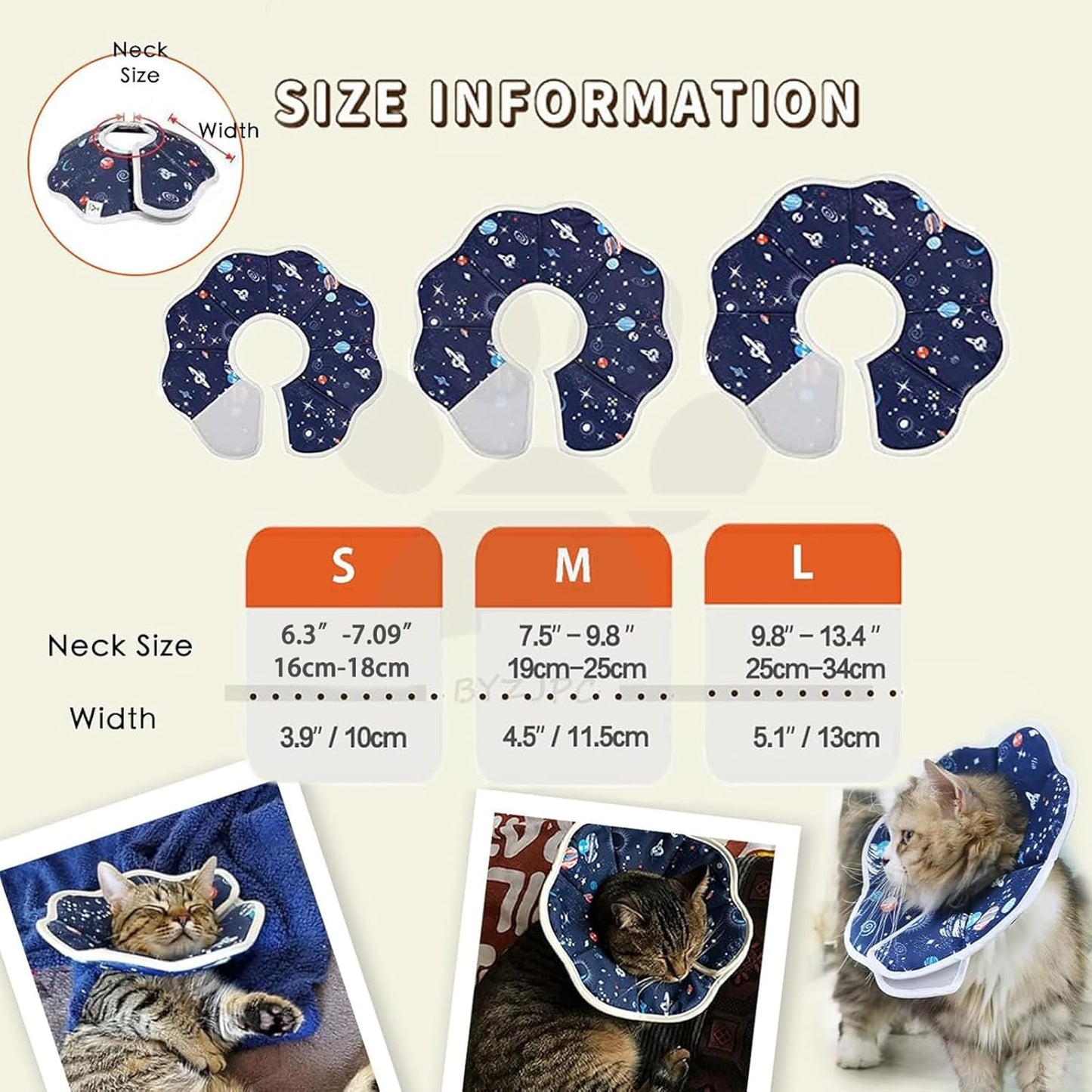 Soft Cat Recovery Cone Collar | Adjustable | Starry Sky Print | Size M