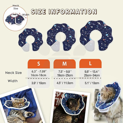 Soft Cat Recovery Cone Collar | Adjustable | Starry Sky Print | Size M