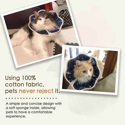 Soft Cat Recovery Cone Collar | Adjustable | Starry Sky Print | Size M