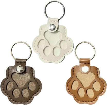 Pet Hair Memorial Keychain Pouch | 3-Pack | Leather Cat Paw Design