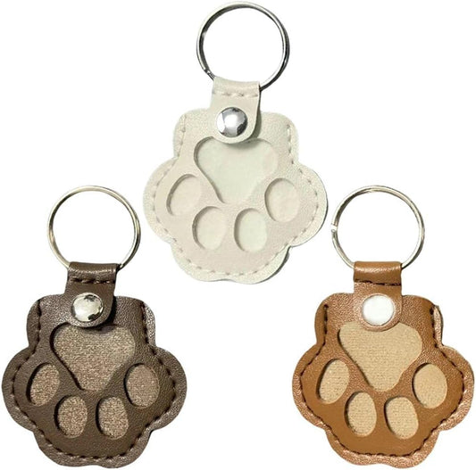 Pet Hair Memorial Keychain Pouch | 3-Pack | Leather Cat Paw Design