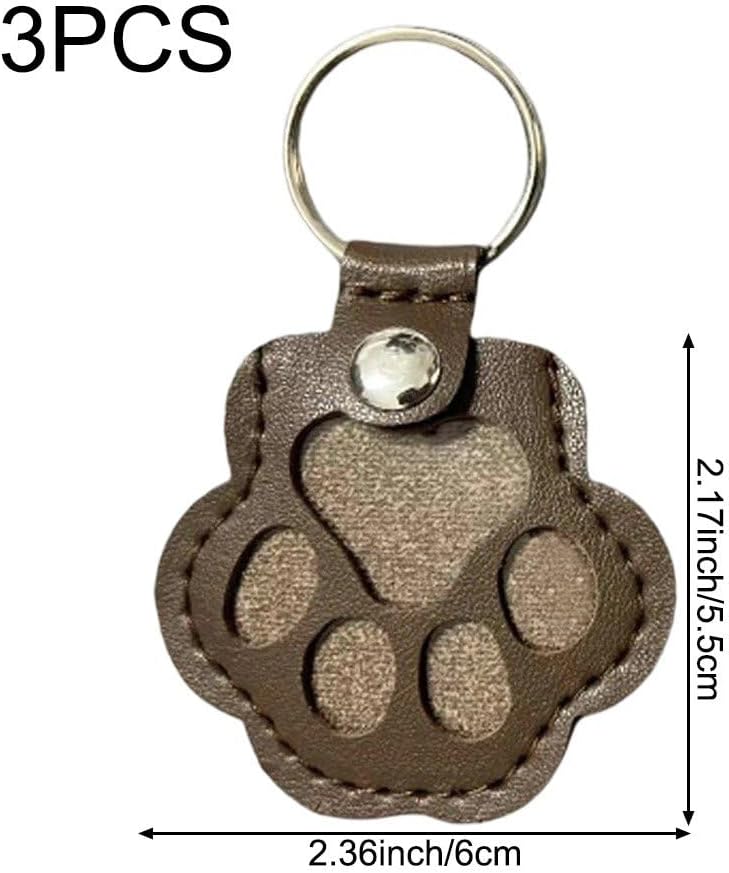 Pet Hair Memorial Keychain Pouch | 3-Pack | Leather Cat Paw Design