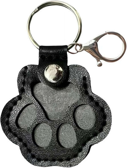 Pet Hair Keepsake Box | Dog & Cat Memorial | Leather Paw Keychain