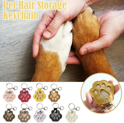 Pet Hair Keepsake Box | Dog & Cat Memorial | Leather Paw Keychain