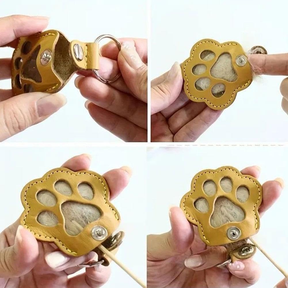 Pet Hair Keepsake Box | Dog & Cat Memorial | Leather Paw Keychain