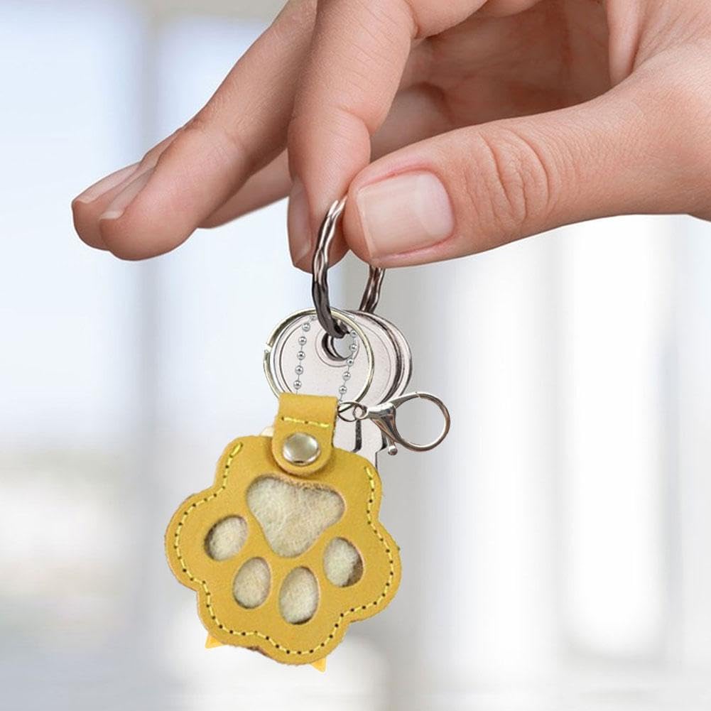 Pet Hair Keepsake Box | Dog & Cat Memorial | Leather Paw Keychain