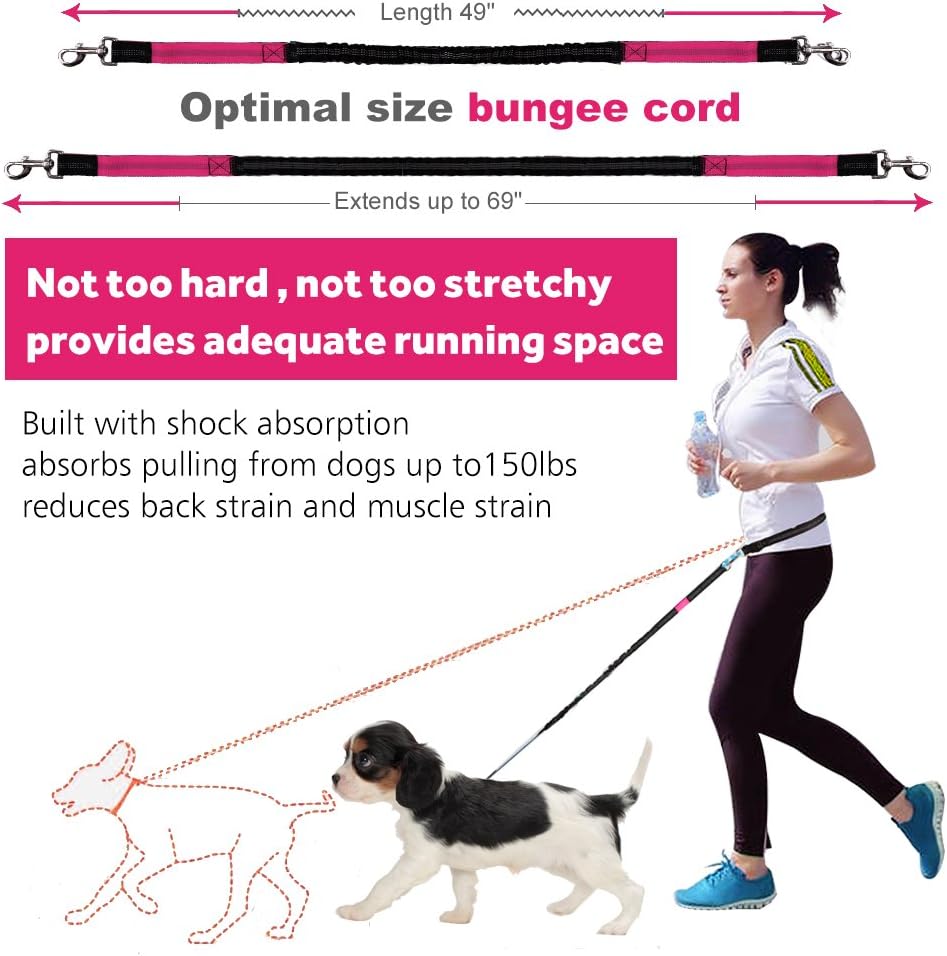 Hands-Free Bungee Dog Leash | Poop Bag Pouch