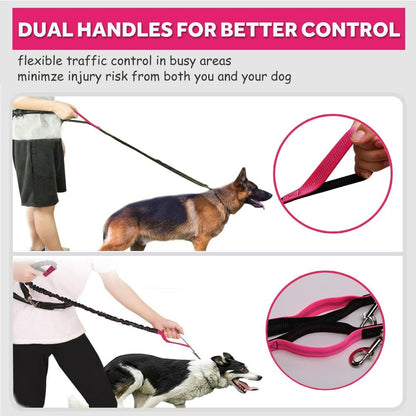 Hands-Free Bungee Dog Leash | Poop Bag Pouch
