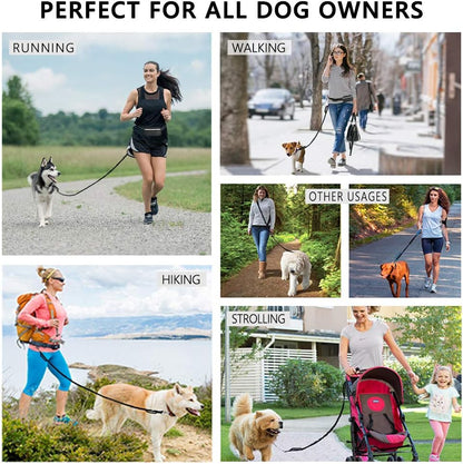 Hands-Free Bungee Dog Leash | Poop Bag Pouch