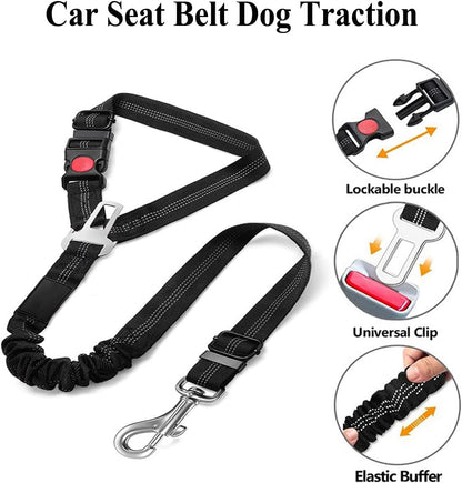 Dog Car Seat Belt | 2 Pack | Elastic Bungee Buffer