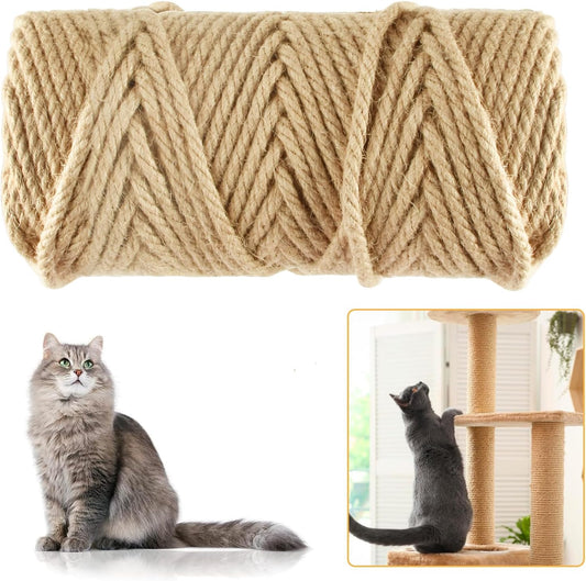 50M Natural Sisal Rope for Cat Scratching Post | 6mm Hemp