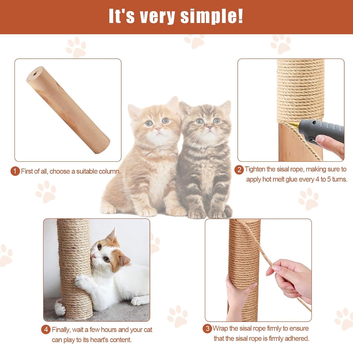 50M Natural Sisal Rope for Cat Scratching Post | 6mm Hemp