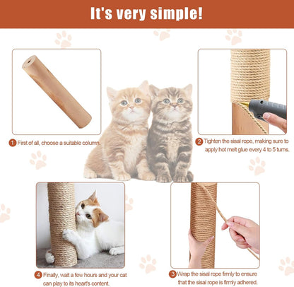 50M Natural Sisal Rope for Cat Scratching Post | 6mm Hemp