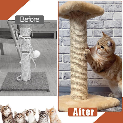 50M Natural Sisal Rope for Cat Scratching Post | 6mm Hemp