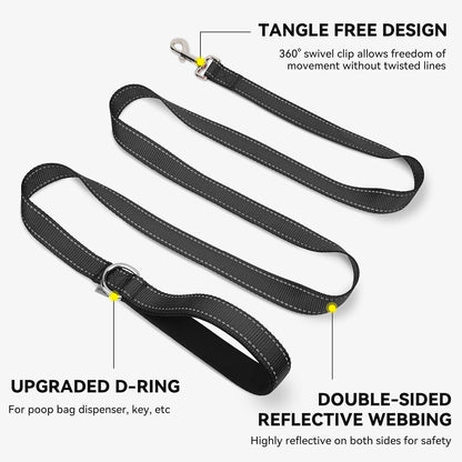 Reflective Dog Leash | 6FT Double-Sided Nylon | Padded Handle