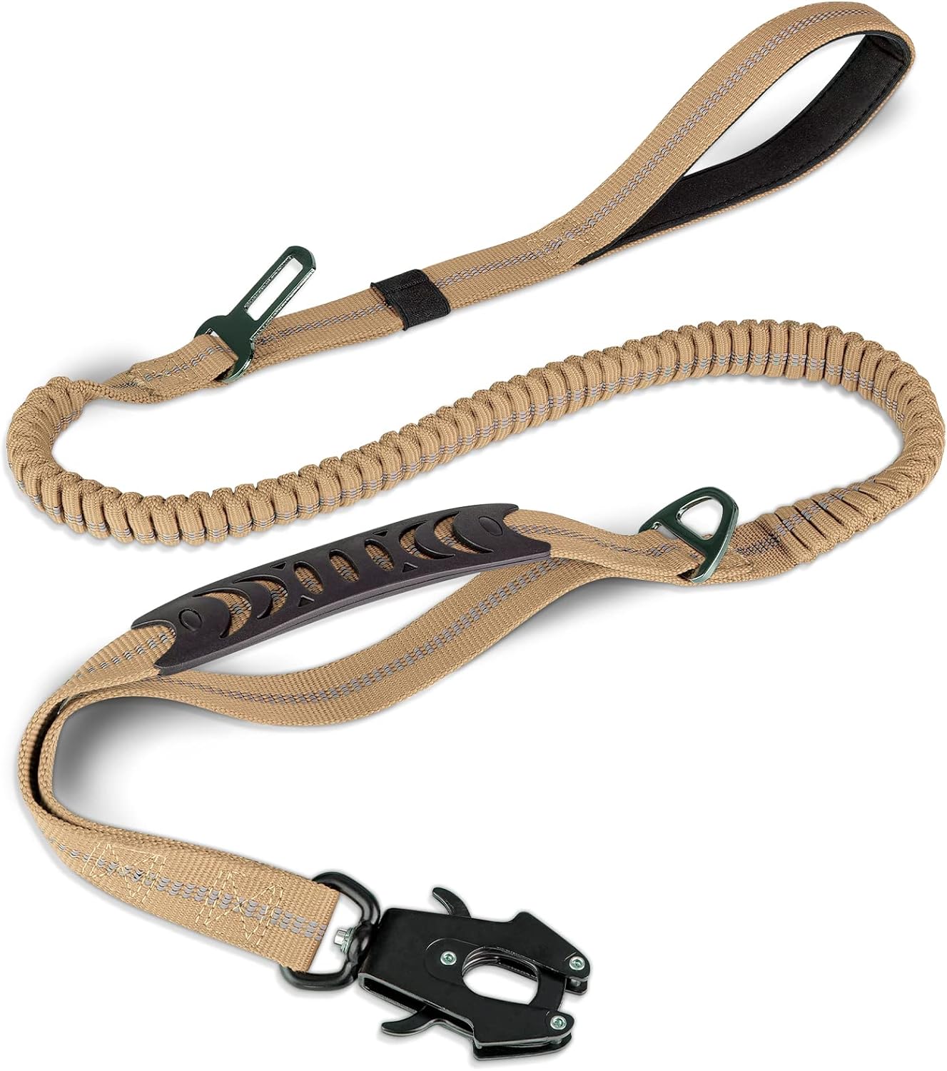 Tactical Bungee Dog Leash | 4-6FT Shock Absorbing | Seatbelt Clip