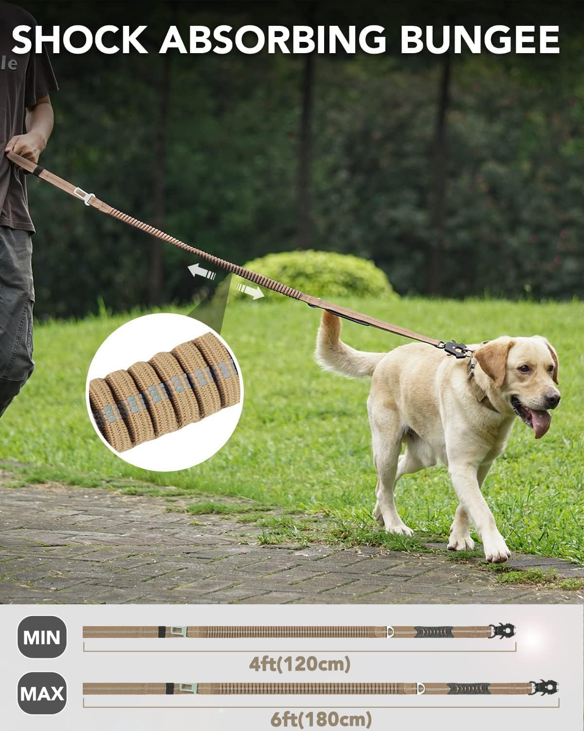 Tactical Dog Collar & Leash Set | Shock Absorbing Bungee | Camo