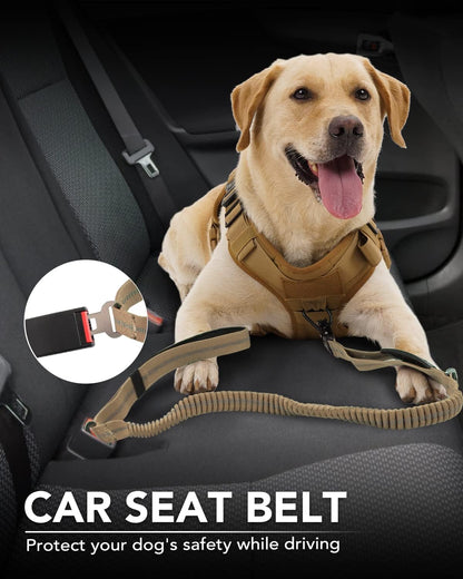 Tactical Dog Collar & Leash Set | Shock Absorbing Bungee | Camo