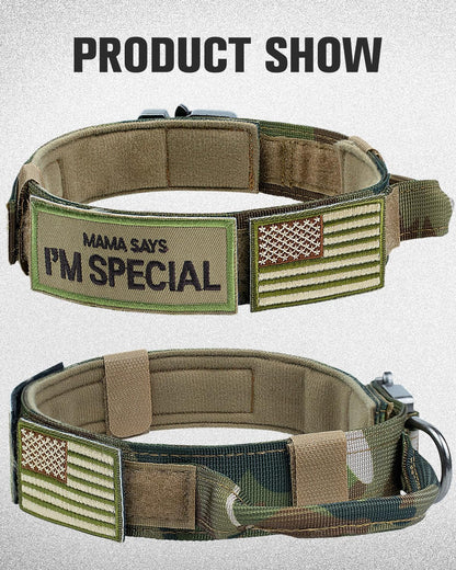 Tactical Dog Collar & Leash Set | Shock Absorbing Bungee | Camo