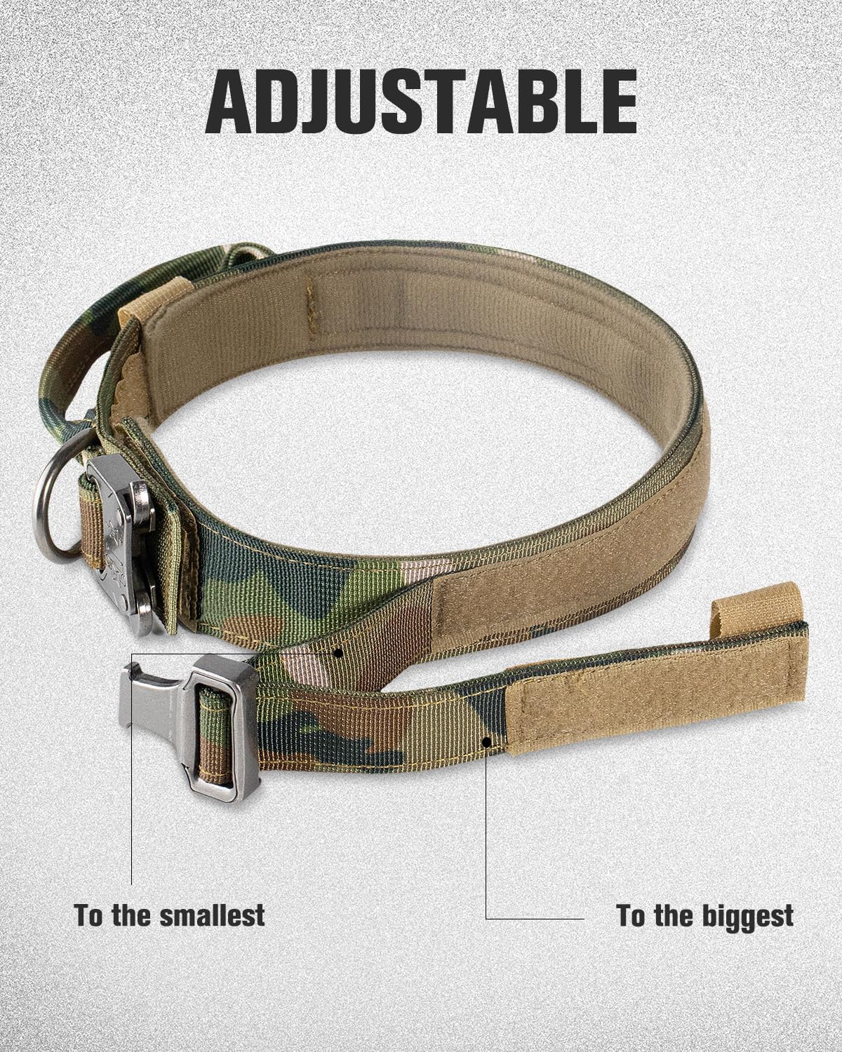 Tactical Dog Collar & Leash Set | Shock Absorbing Bungee | Camo