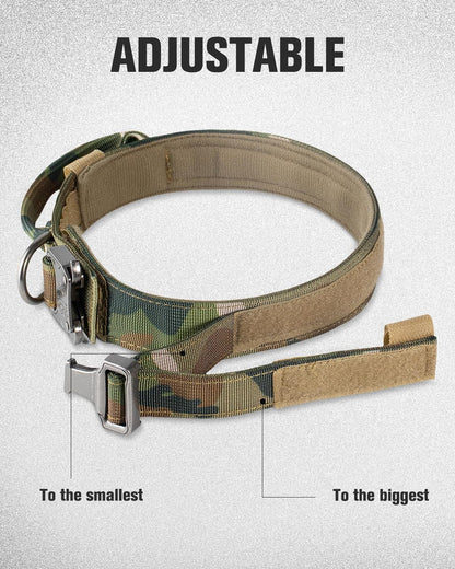 Tactical Dog Collar & Leash Set | Shock Absorbing Bungee | Camo