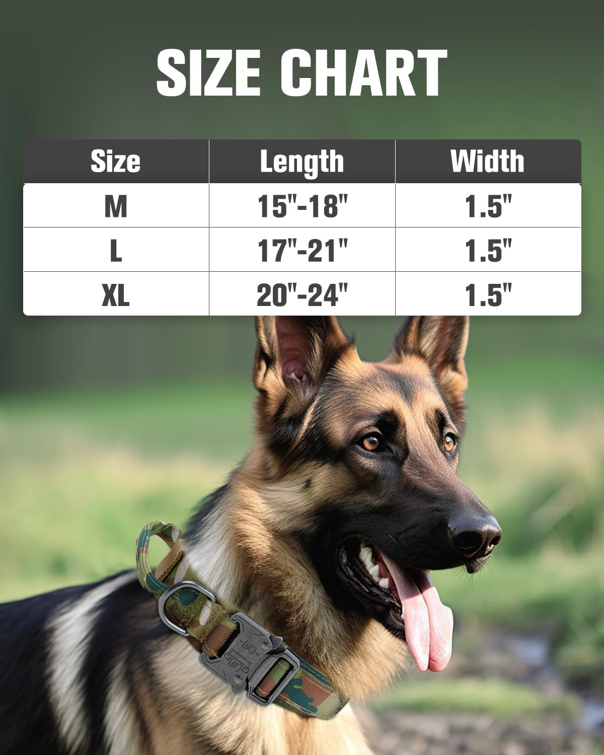 Tactical Dog Collar & Leash Set | Shock Absorbing Bungee | Camo