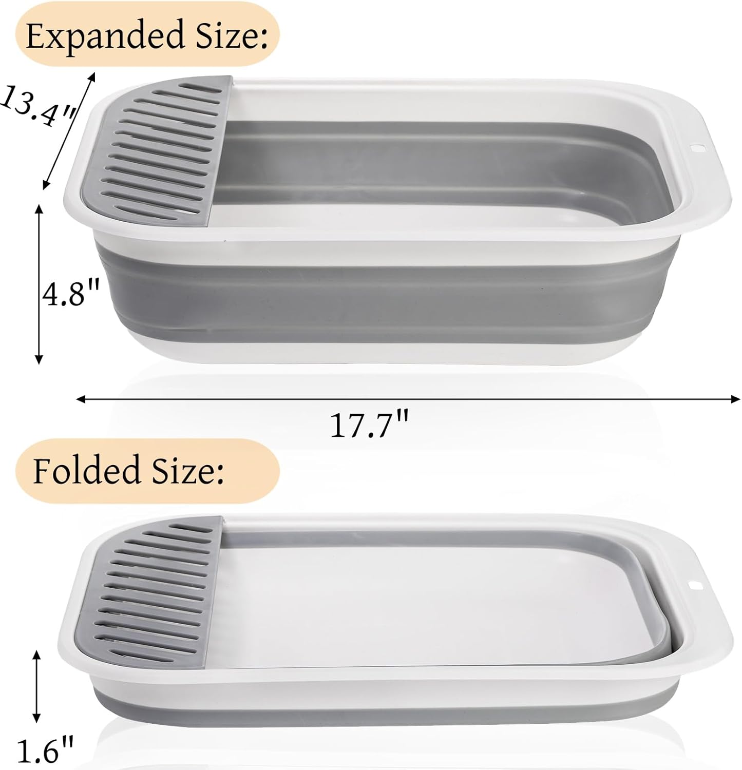 Collapsible Cat Litter Box | 17.7" Open Foldable Tray