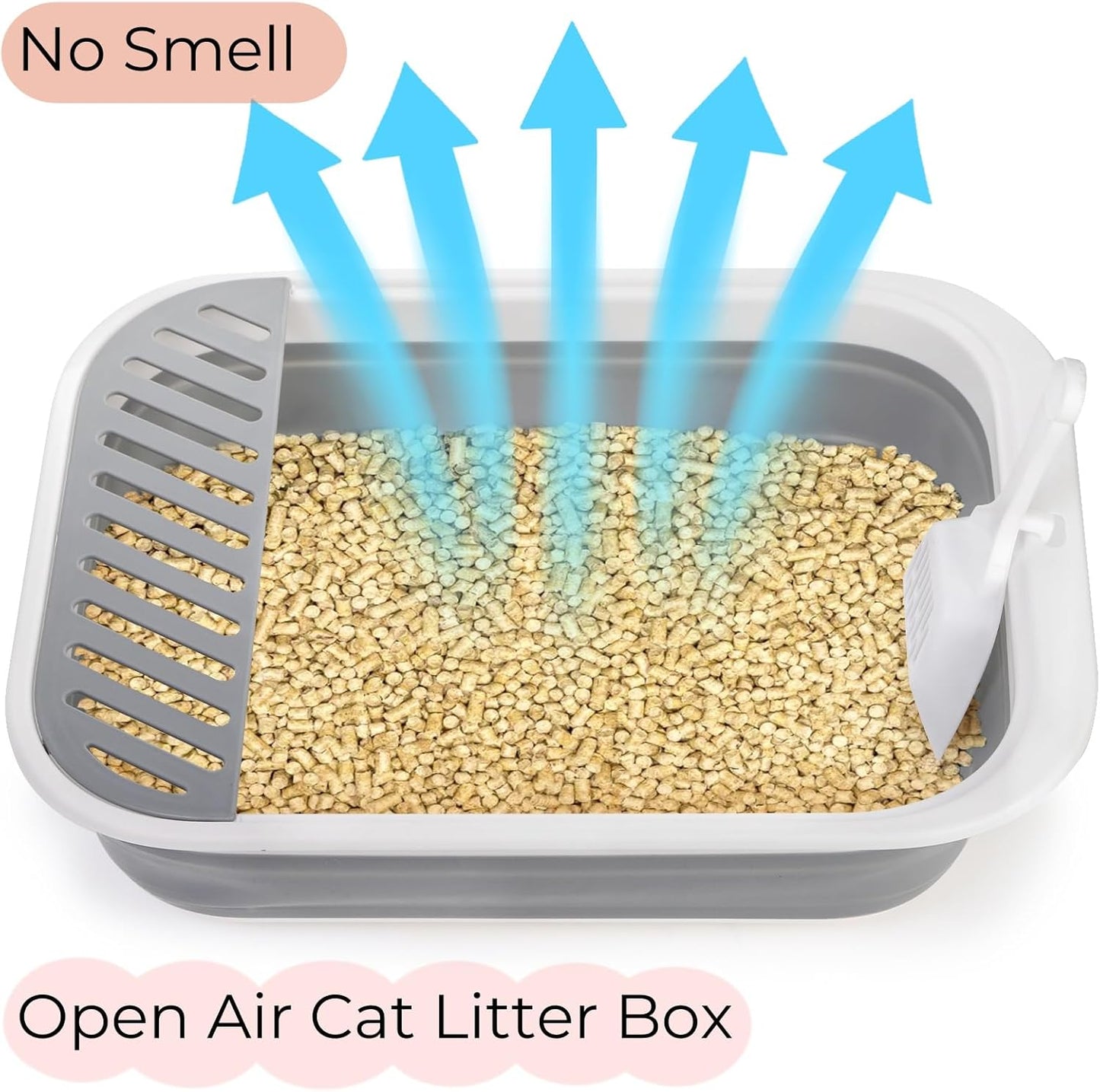 Collapsible Cat Litter Box | 17.7" Open Foldable Tray