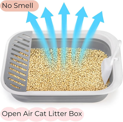 Collapsible Cat Litter Box | 17.7" Open Foldable Tray