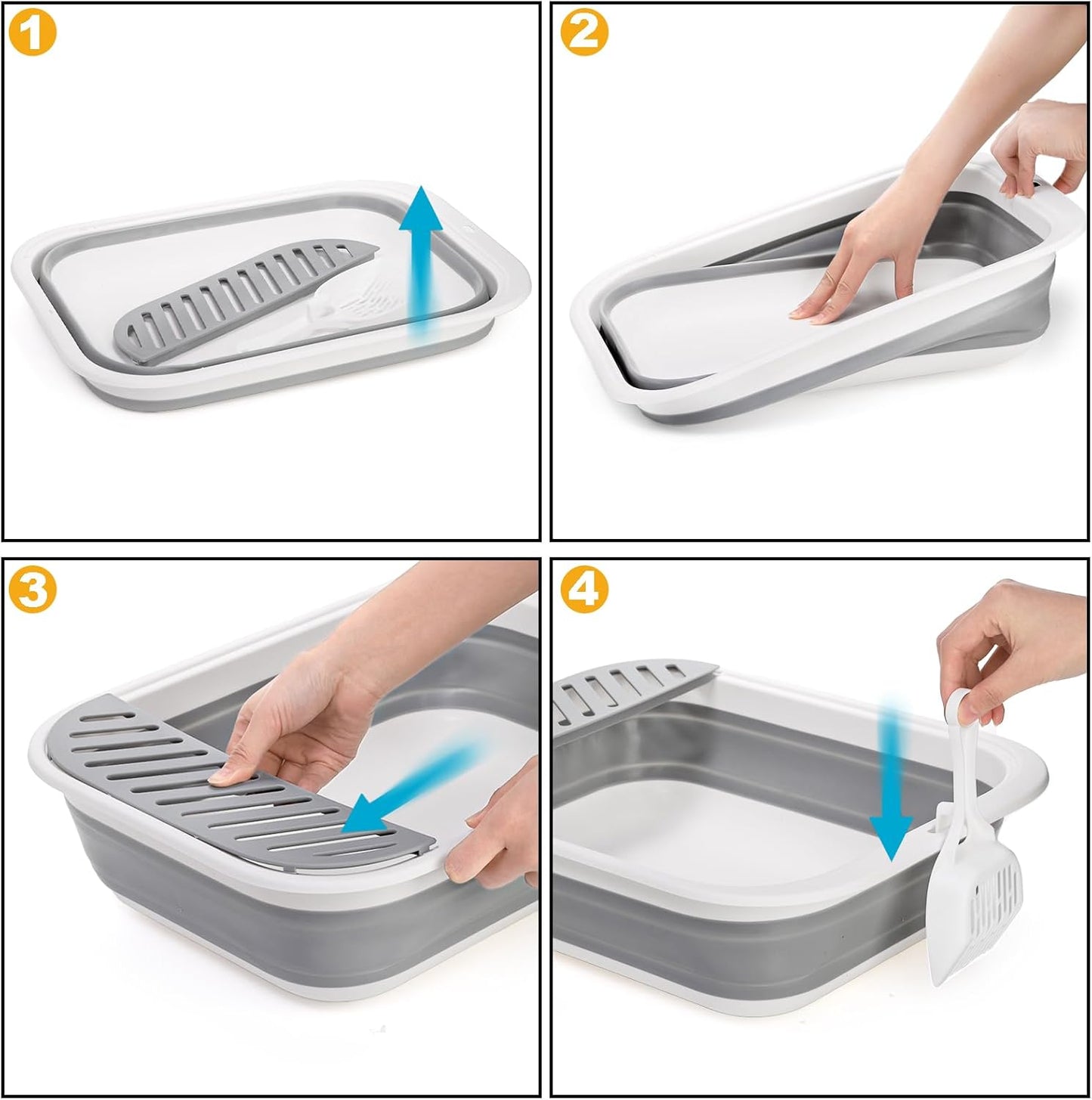 Collapsible Cat Litter Box | 17.7" Open Foldable Tray