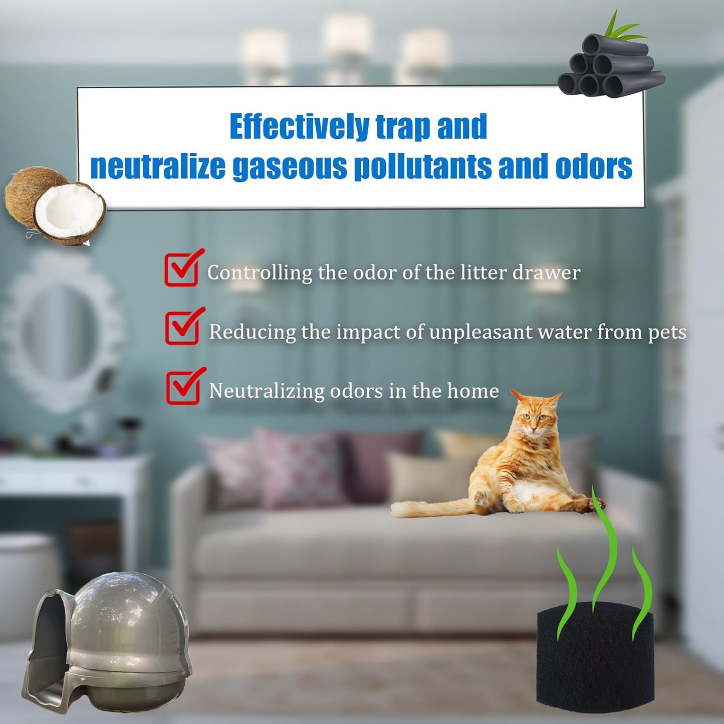 Cat Litter Box Carbon Filters 6-Pack