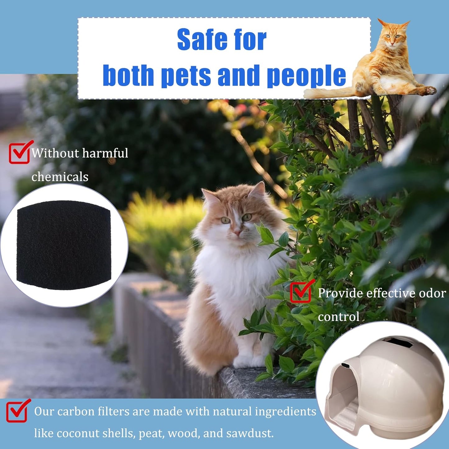 Cat Litter Box Carbon Filters 6-Pack